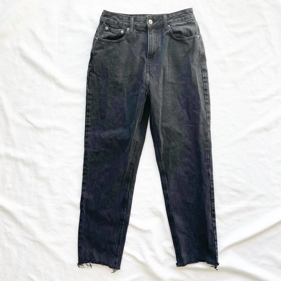 Glassons High Waist Distressed Hem Black Straight Leg Jeans Size 10 - Picture 1 of 4
